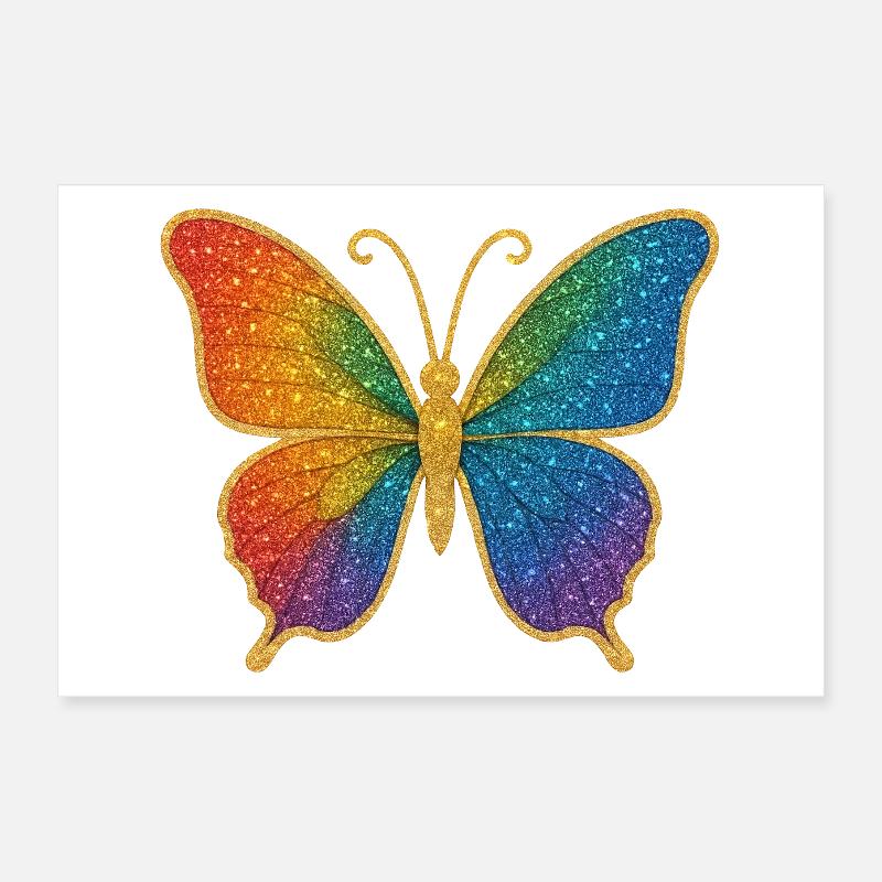 Glitzernder Regenbogen-Schmetterling Poster 60x40 cm