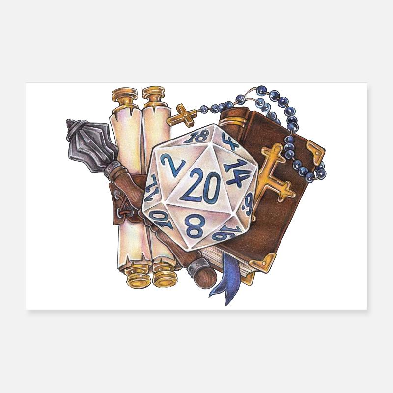 Clerc de dés de table RPG D20 Cadeau Poster 60 x 40 cm