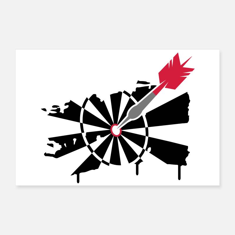 Jeu de fléchettes avec des fléchettes Poster 60 x 40 cm