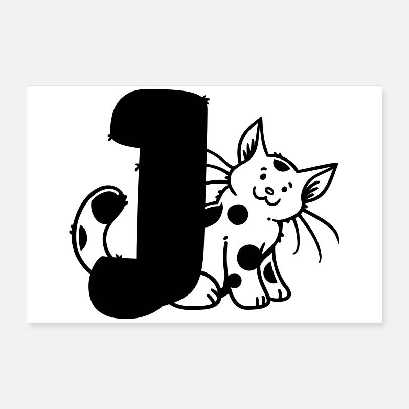 Lettre Chat J Poster 60 x 40 cm