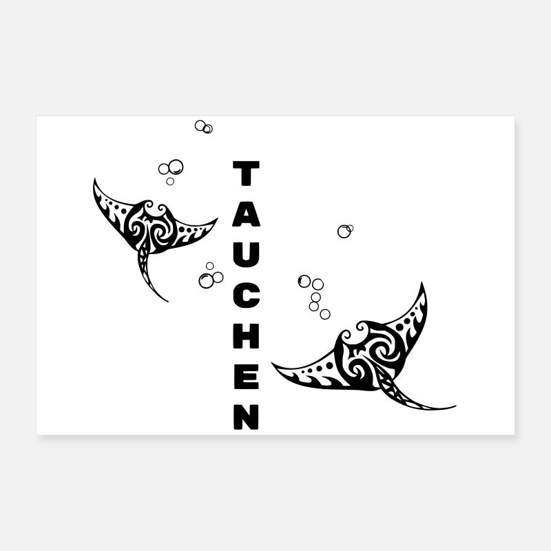 Plongée – Tribal Manta Rays Design Poster 60 x 40 cm