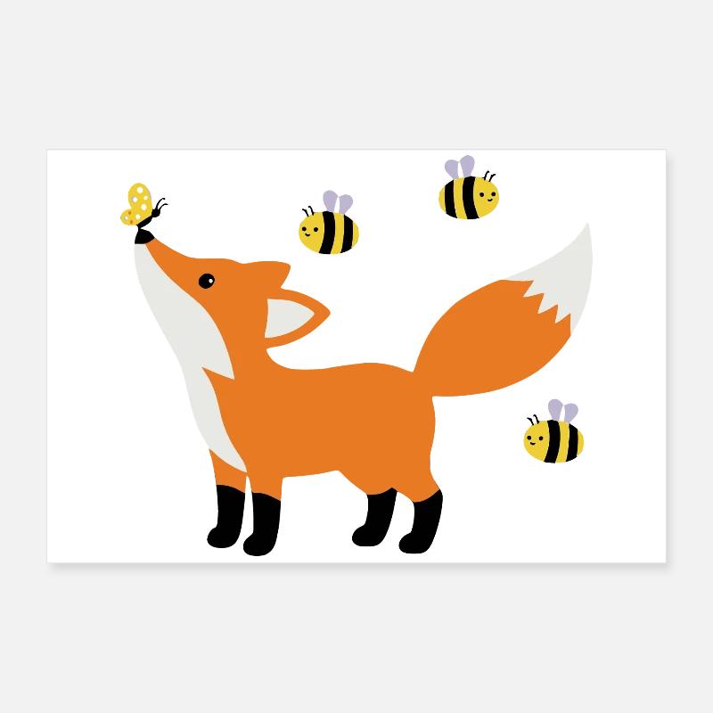 Süßer Fuchs im Sommer minimalistischen Stil Poster 60x40 cm