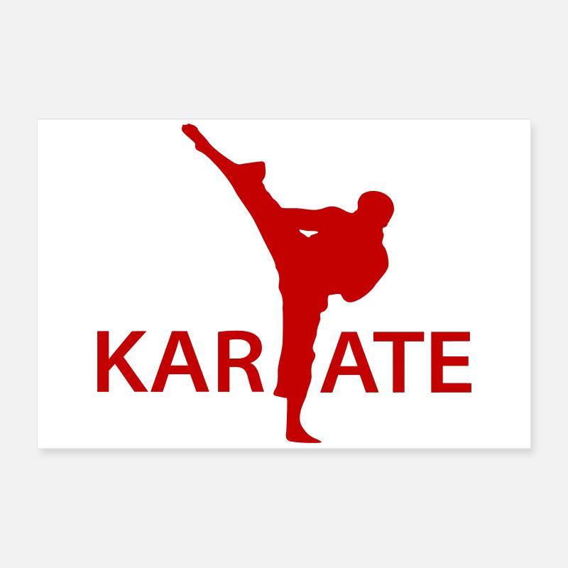 Silhouette de coup de pied de karaté Poster 60 x 40 cm