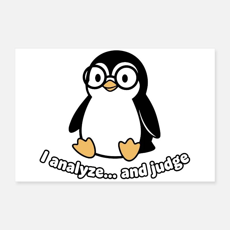 Pinguin Denker mit Brille Poster 60x40 cm
