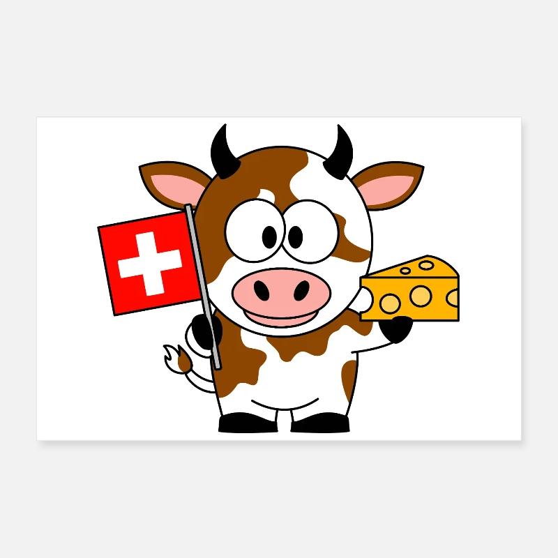 Vache au fromage du drapeau suisse Poster 60 x 40 cm