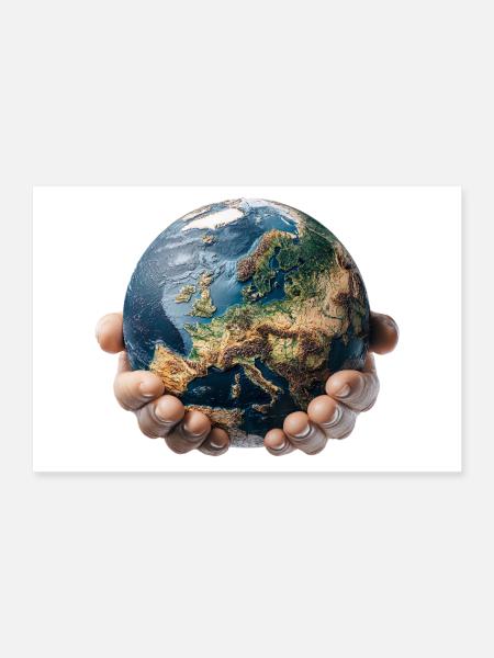 La Terre entre les mains : Responsabilité mondiale - Poster 60 x 40 cm - blanc - Devant