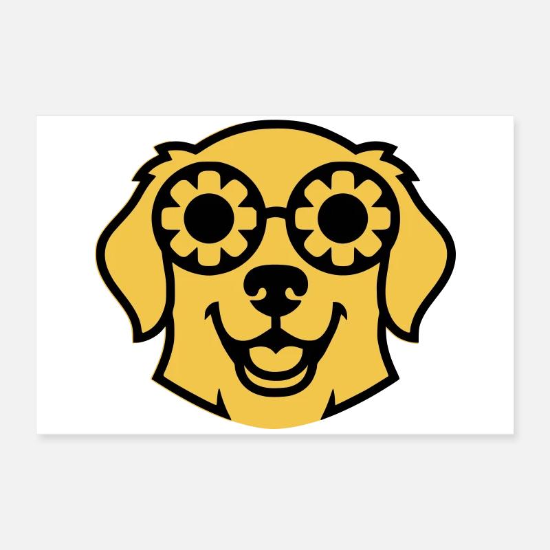 Labrador Blume Brille Peace Comic Poster 60x40 cm