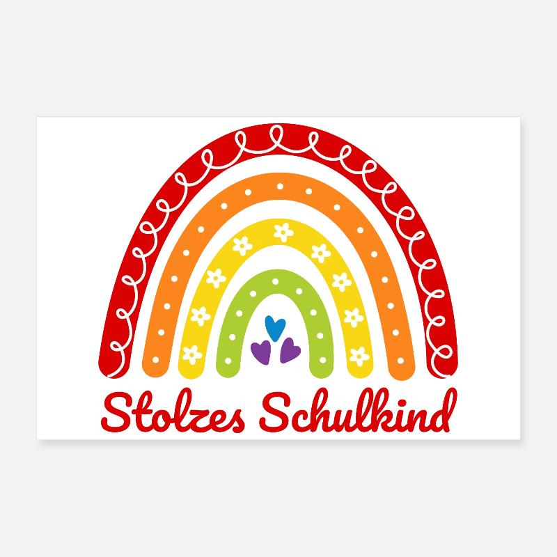 Stolzes Schulkind Boho Regenbogen bunt Einschulung Poster 60x40 cm