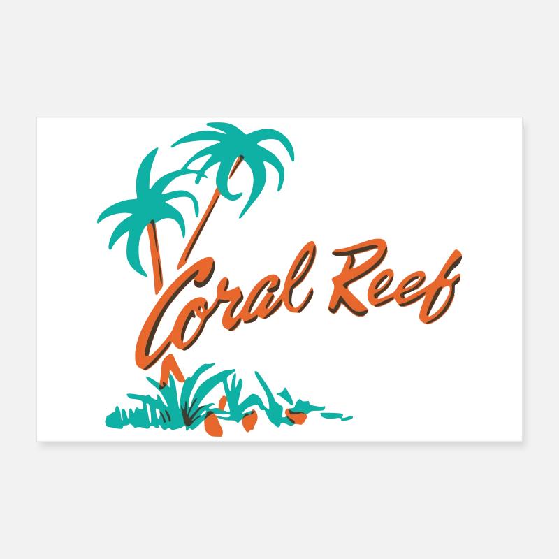 Logo der Korallenriff-Palme - Poster 60x40 cm - Weiß