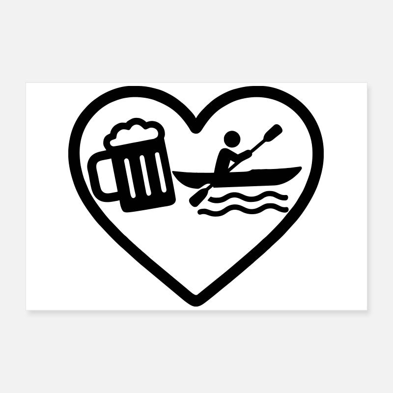 Heart Kayak Beer Poster 24" x 16" (60x40 cm)