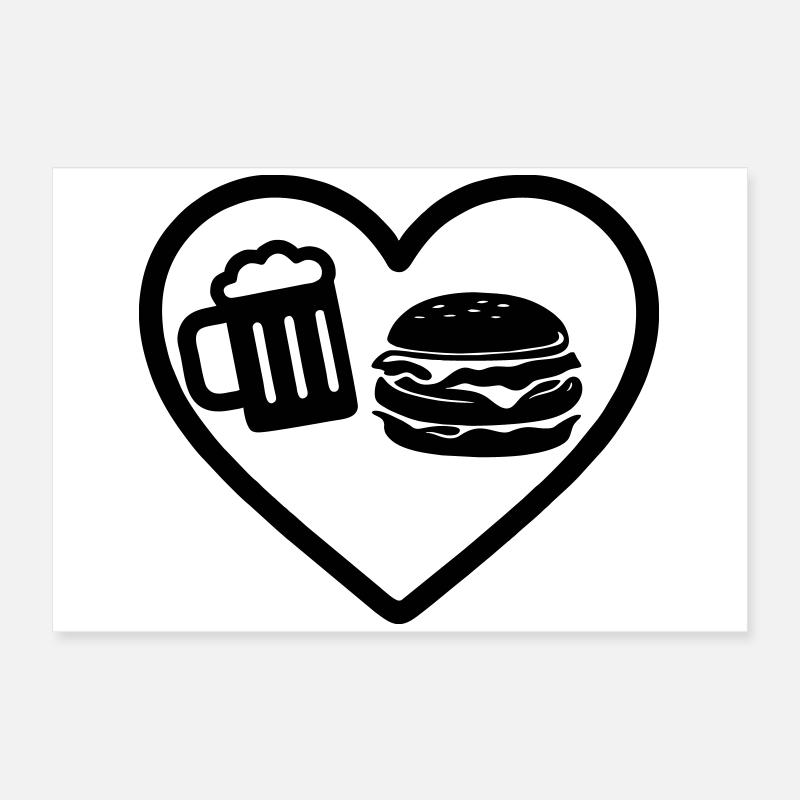 Heart Burger Bier Poster 60x40 cm