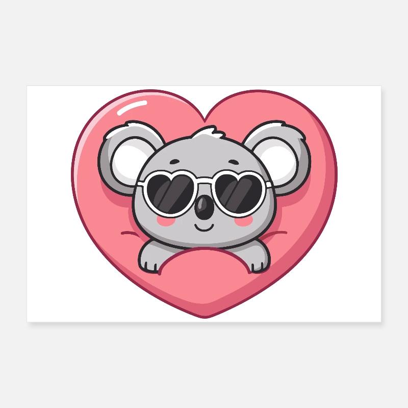 Koalaherz und coole Gläser Poster 60x40 cm