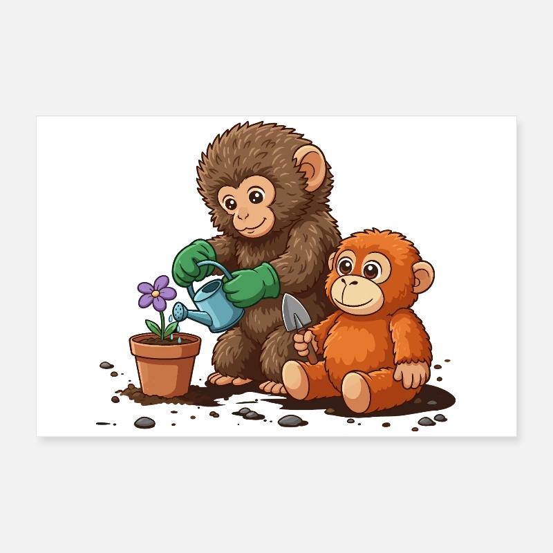 the monkey punch - Monkey Gardening Poster 24" x 16" (60x40 cm)