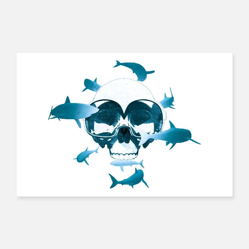 Tête De Mort & Plongée Sous-Marine Poster 60 x 40 cm