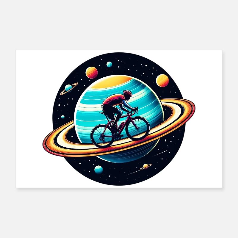 Cyclist on Saturn Poster 24" x 16" (60x40 cm)