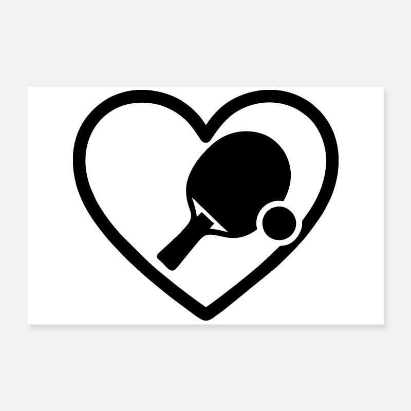 Heart + Ping-Pong – Table Tennis Passion Poster 24" x 16" (60x40 cm)