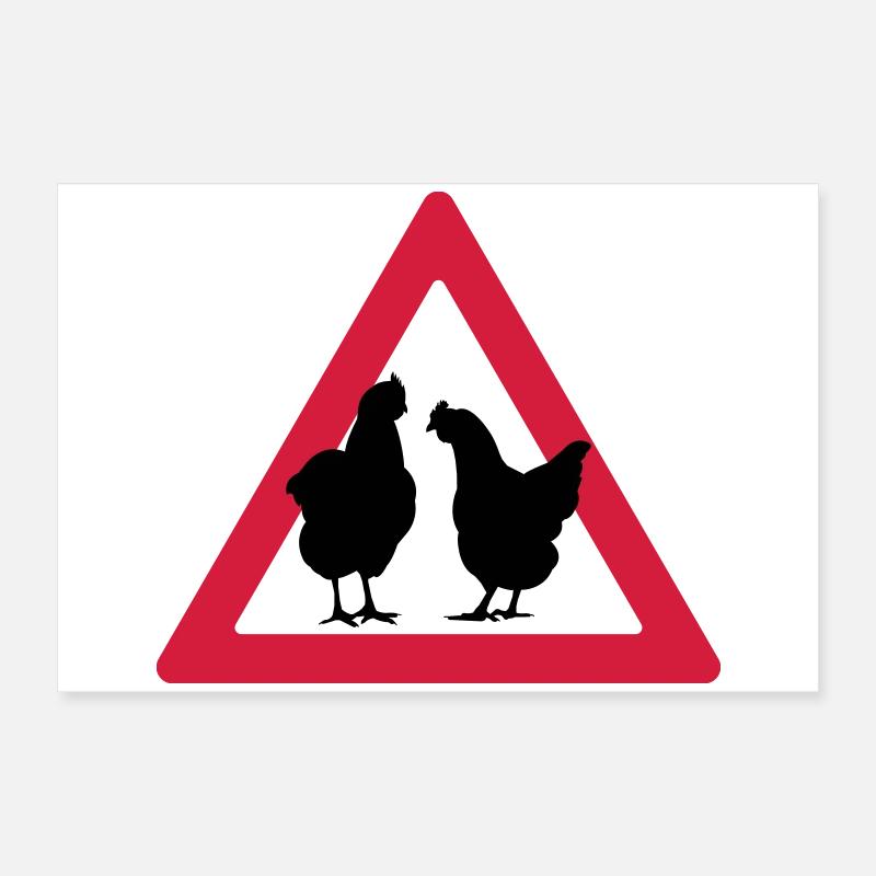 Attention, partie de poule Poster 60 x 40 cm