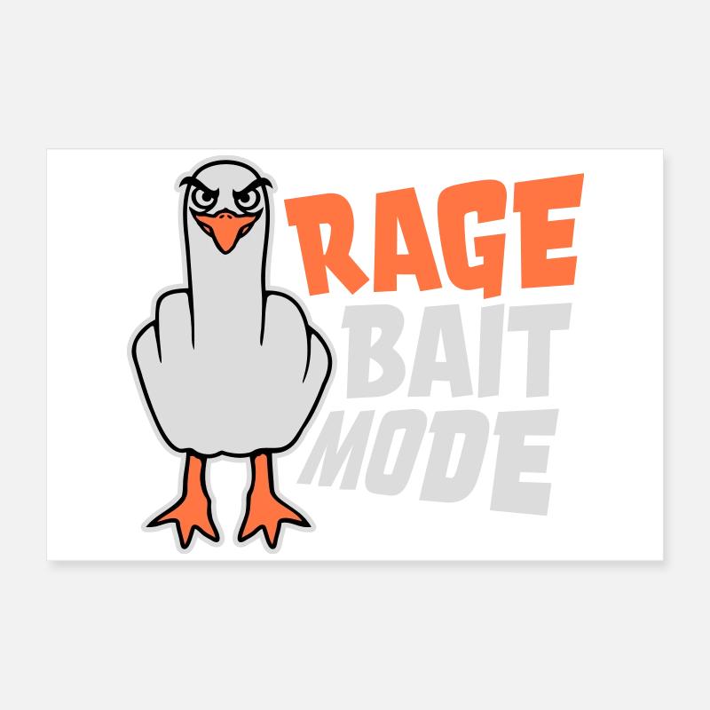 Rage Appât Mode Mouette Oiseau Méchant Drôle Provocation Poster 60 x 40 cm