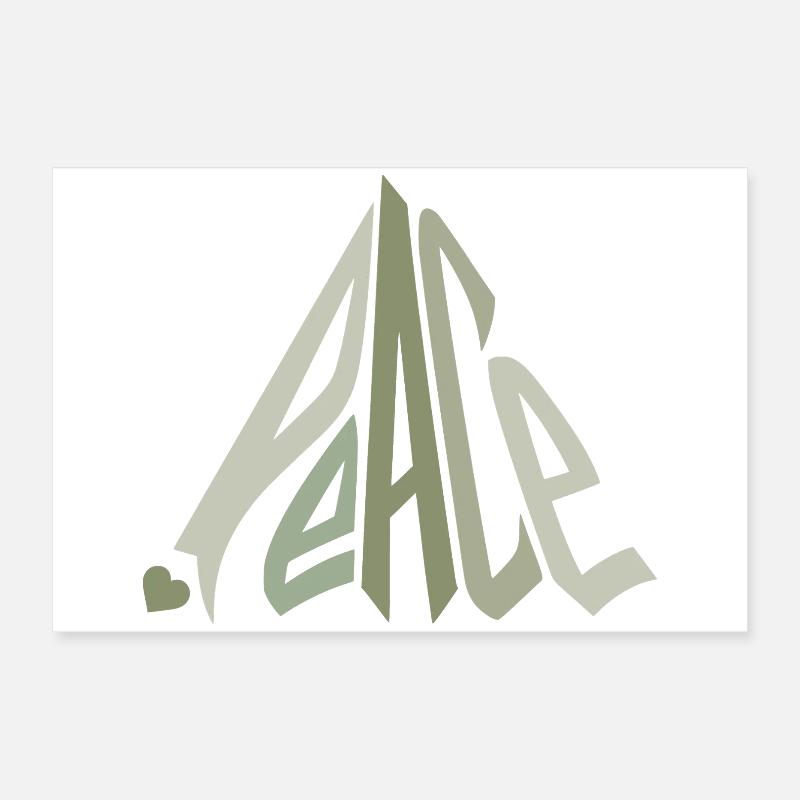 Graffiti de la paix avec un vert cœur Poster 60 x 40 cm