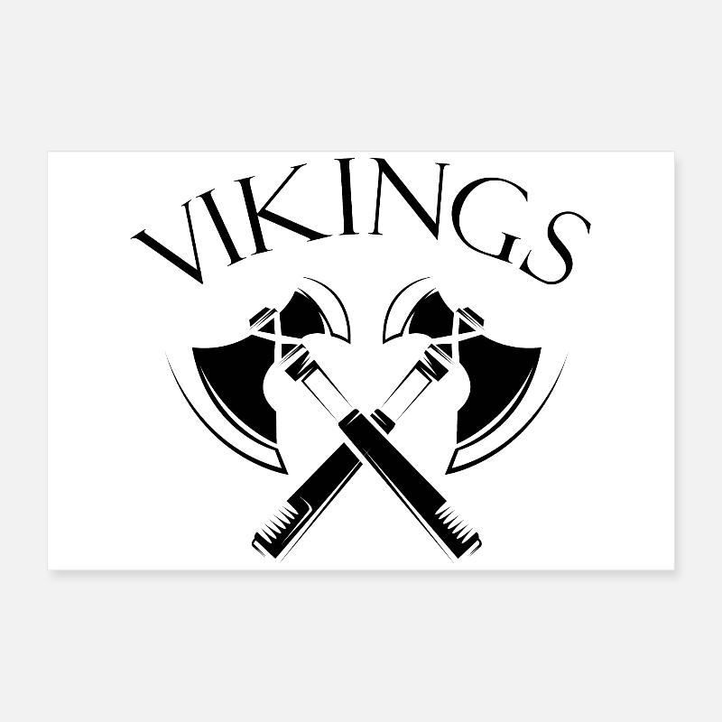 vikings wikinger axt Äxte Nordmann Dänemark Logo Poster 60x40 cm