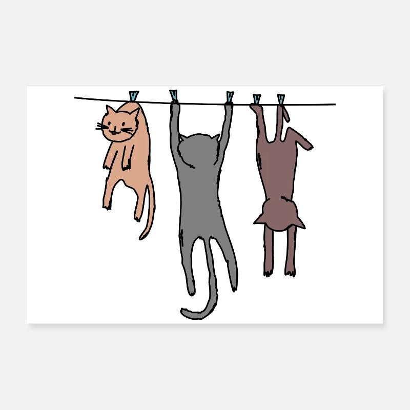 Cadeau de chemise de chat de bande dessinée drôle Poster 60 x 40 cm
