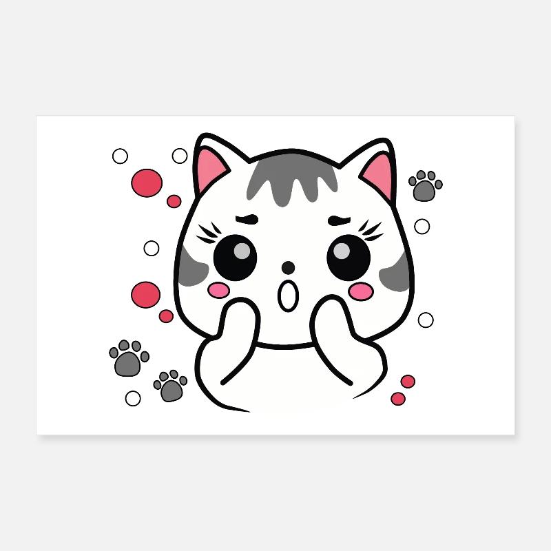 Surprised Cute Cat Poster 24" x 16" (60x40 cm)