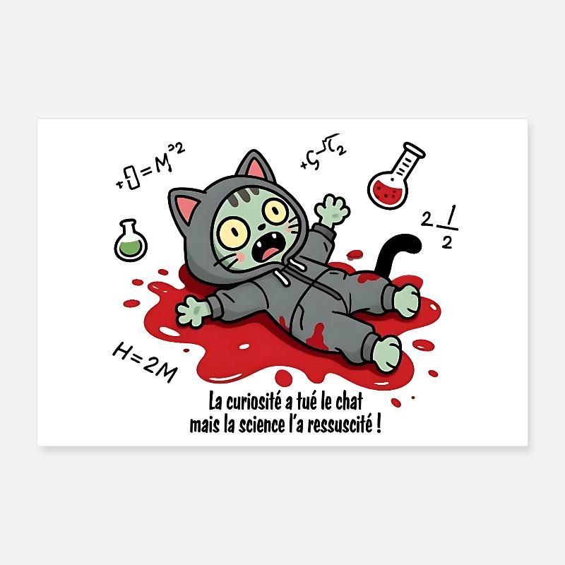 La curiosité a tué le chat, la science... Poster 60 x 40 cm