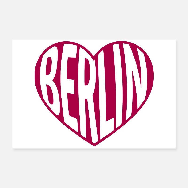 Berlin Heart Typography Poster 24" x 16" (60x40 cm)