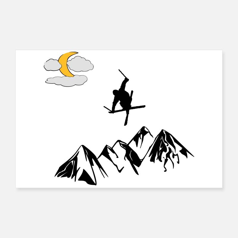 Montagne avec freestyle ski Poster 60 x 40 cm