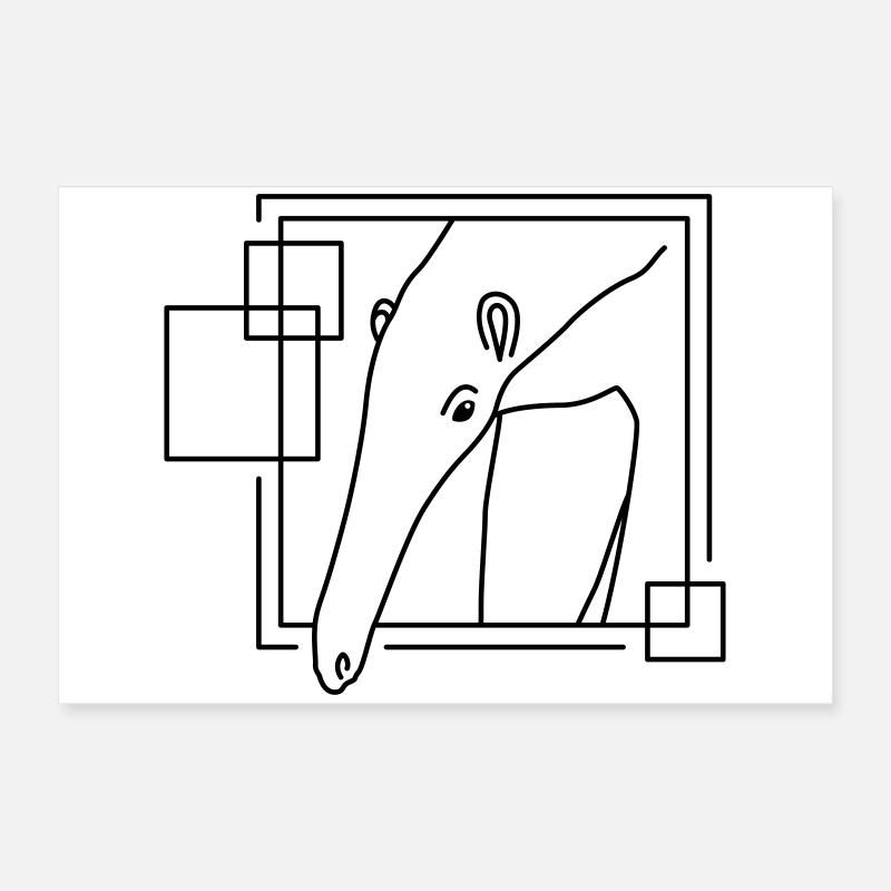 Anteater in Geometric Shape - Line Art Design Poster 24" x 16" (60x40 cm)