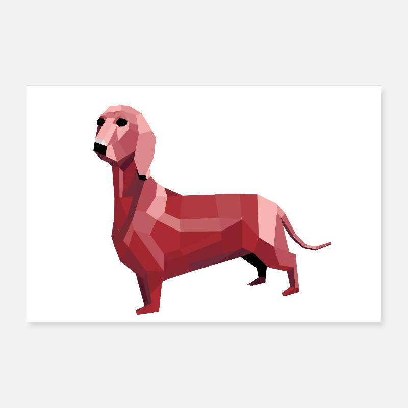 Dackel low poly rot Poster 60x40 cm