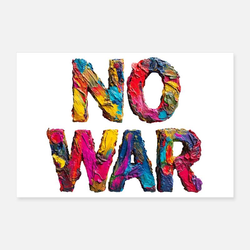 No War Farbstarkes Statement Poster 60x40 cm