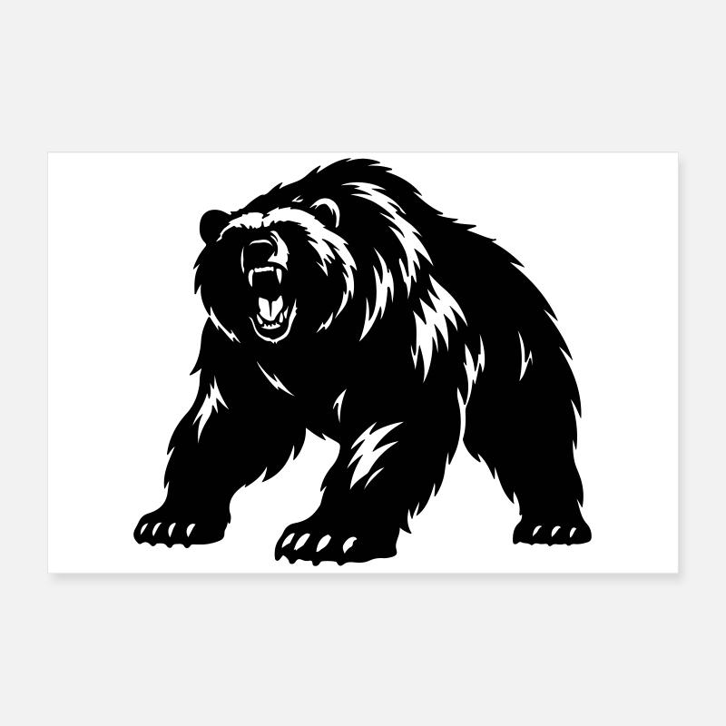 Grizzly Bear Silhouette Poster 24" x 16" (60x40 cm)