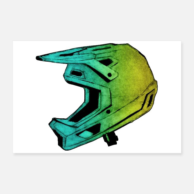 Casque VTT FullFace - Sculpté à la main et imprimable Poster 60 x 40 cm