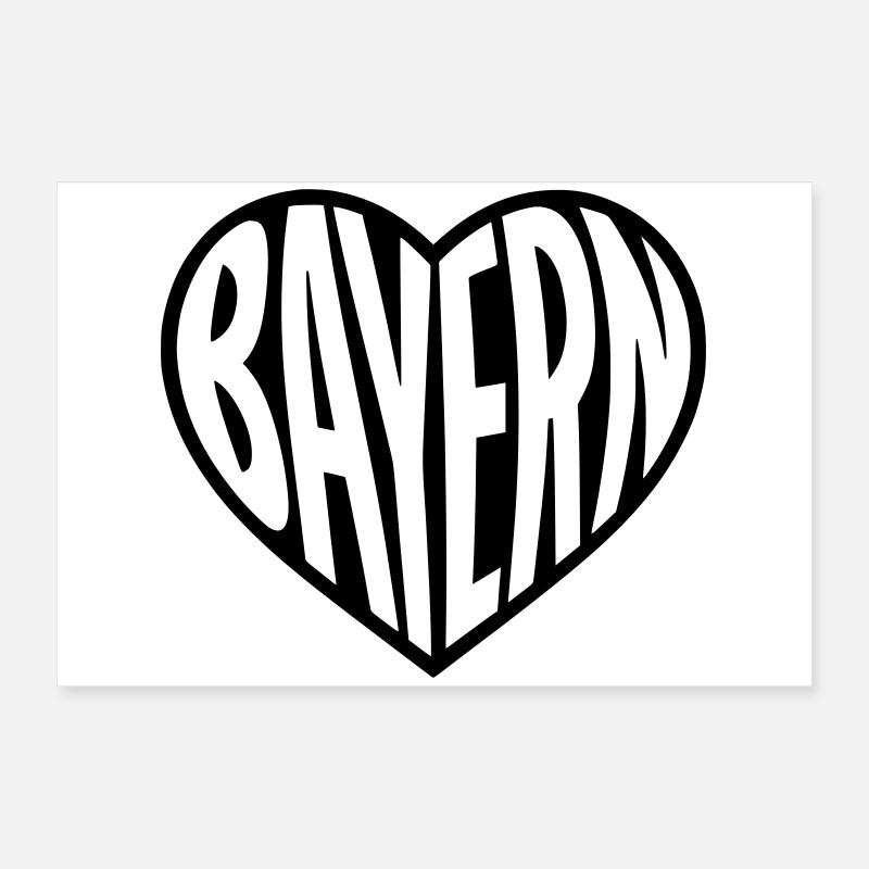 Bavaria Heart Typography Poster 24" x 16" (60x40 cm)