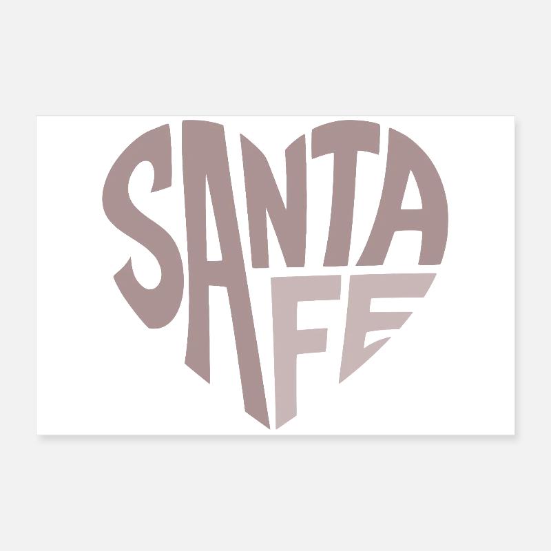 Santa Fe Retro Typo Herz Poster 60x40 cm