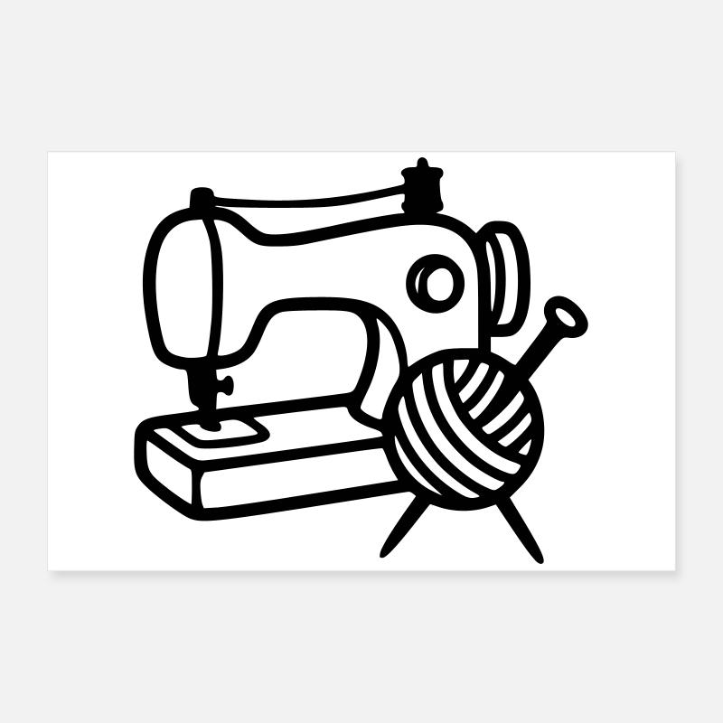 Sewing Machine Wool Knitting Sewing Handmade Poster 24" x 16" (60x40 cm)