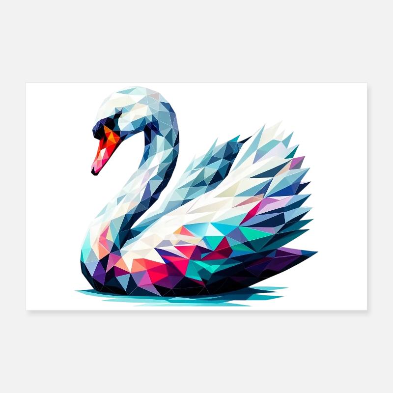 Polygonaler Schwan Poster 60x40 cm