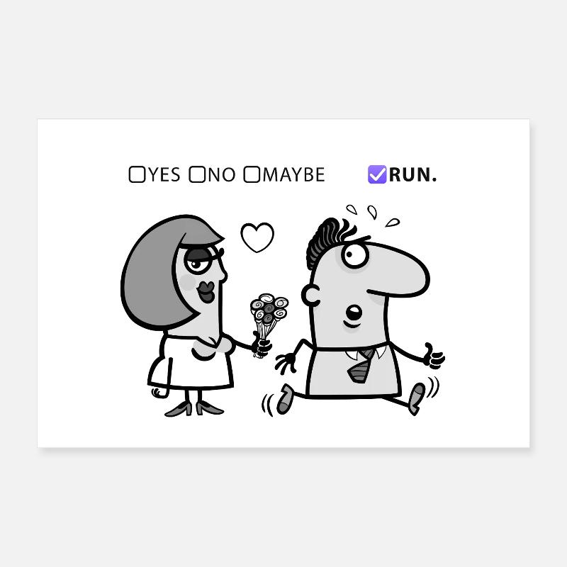Liebe oder Flucht – Skurriles Humor-Design Poster 60x40 cm