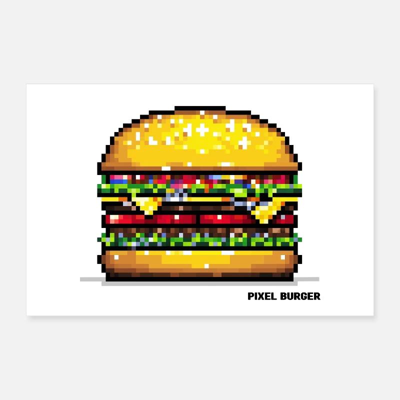 Pixel Hamburger Poster 60 x 40 cm