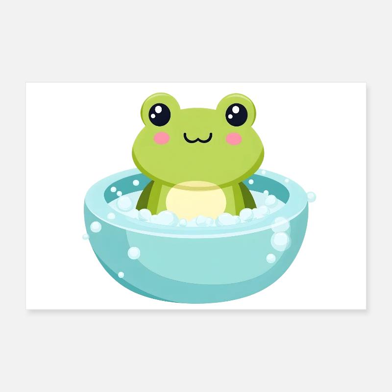 Grenouille dans un bain moussant Poster 60 x 40 cm
