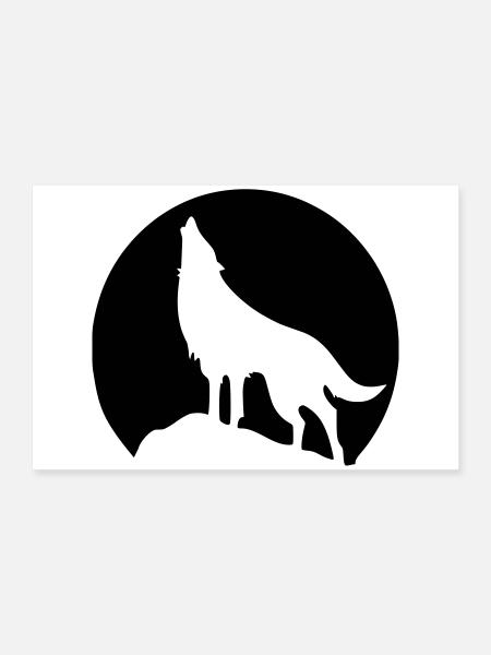 Wolf - Mond - Poster 60x40 cm - Weiß - Vorne