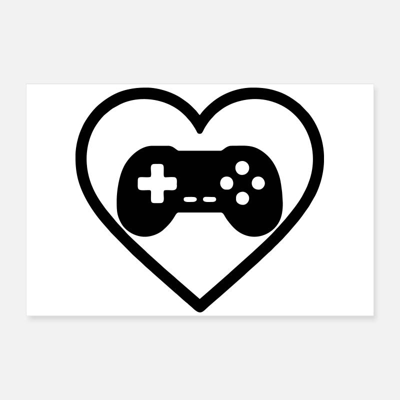 Heart Retrogaming – Vintage Controller Design Poster 24" x 16" (60x40 cm)