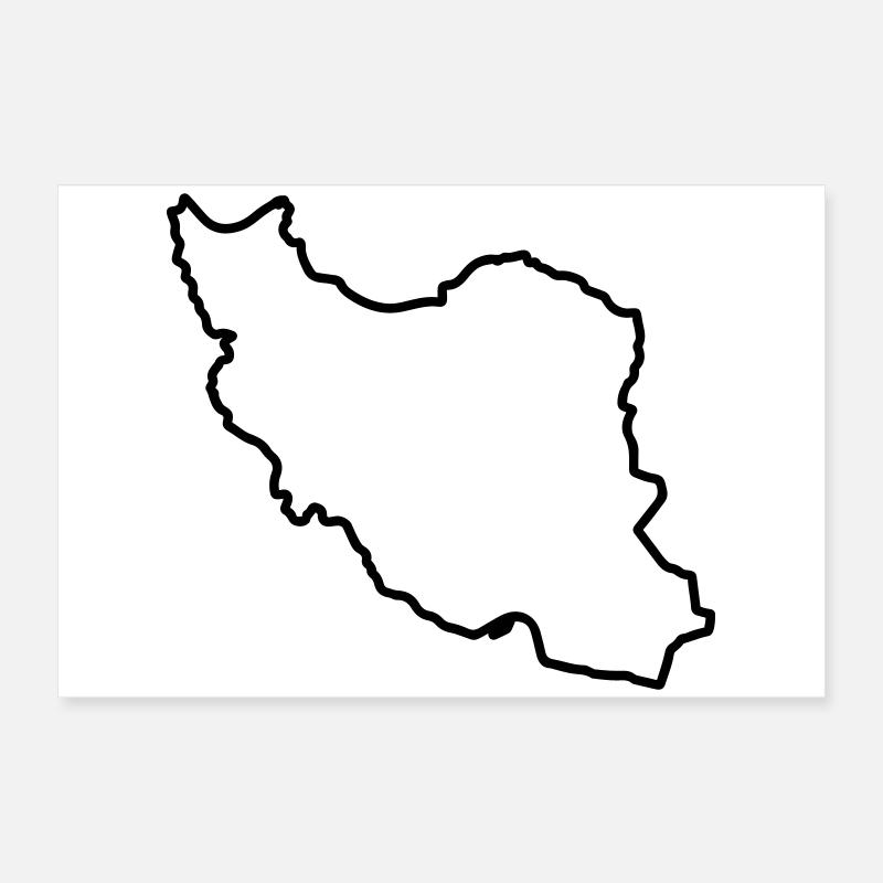 Silhouette de la carte de l’Iran Perse Poster 60 x 40 cm