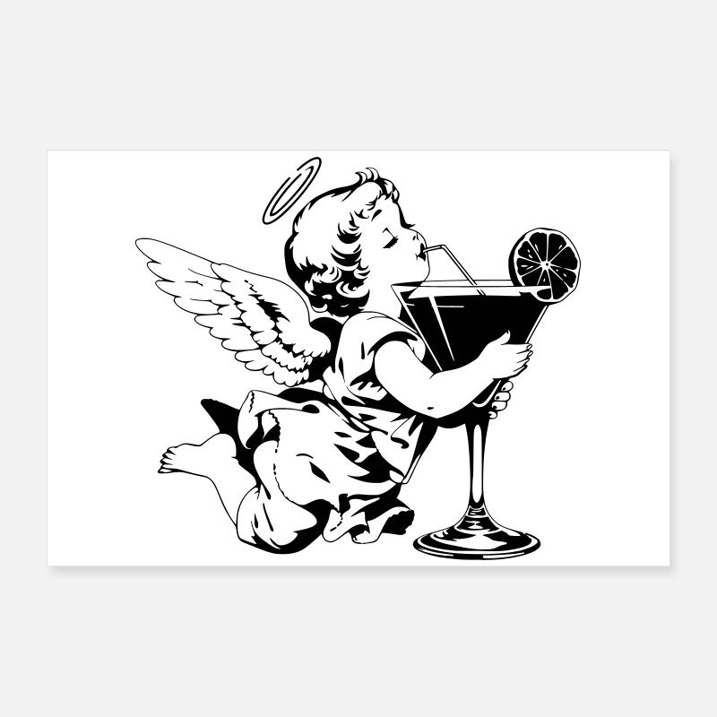 Cocktail Engel – Cherub mit Drink im Glas Poster 60x40 cm