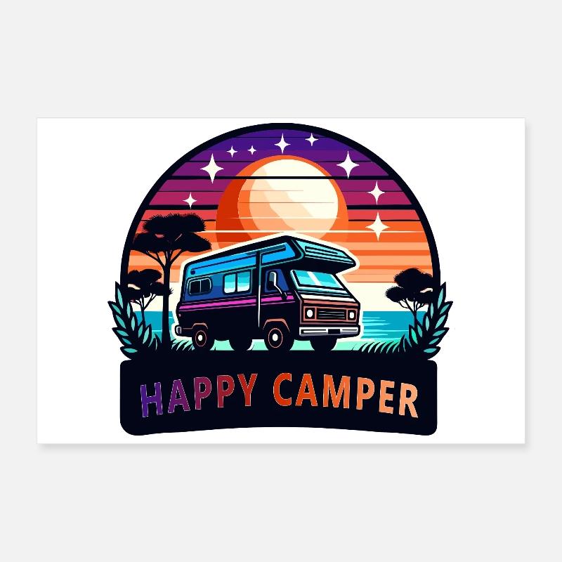 Sunset Happy Camper Van Poster 60x40 cm