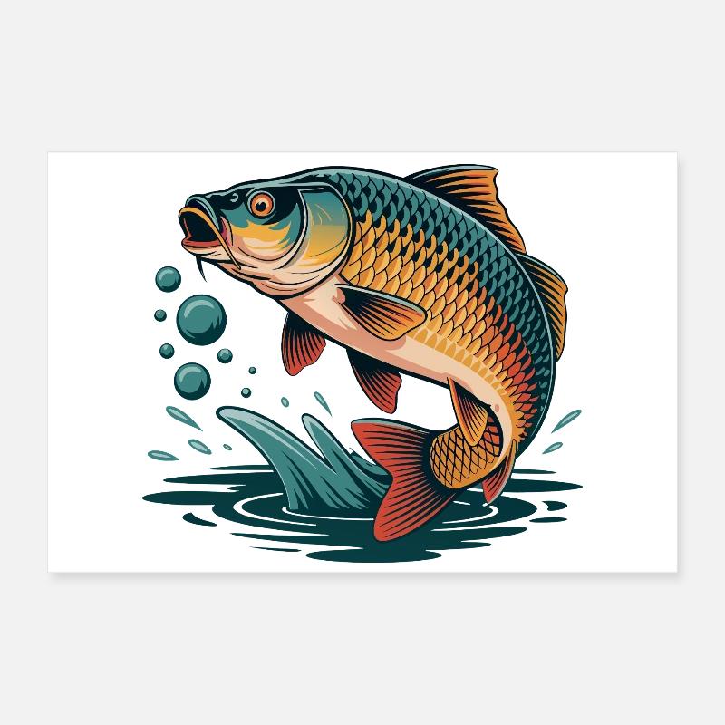 Jumping Carp Poster 24" x 16" (60x40 cm)