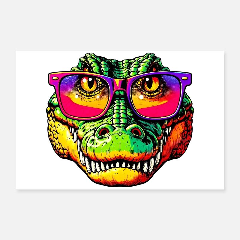 Crocodile avec lunettes de soleil Poster 60 x 40 cm