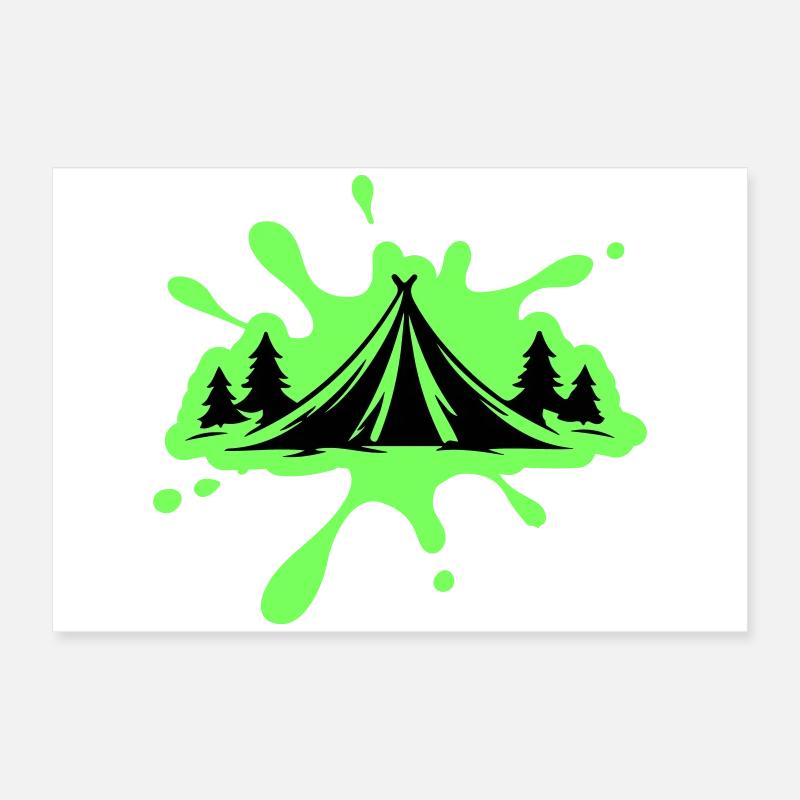 Camping Tent Nature Blobs Poster 24" x 16" (60x40 cm)