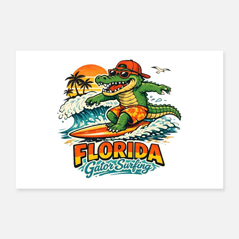 Surfender Alligator in Florida Poster 60x40 cm